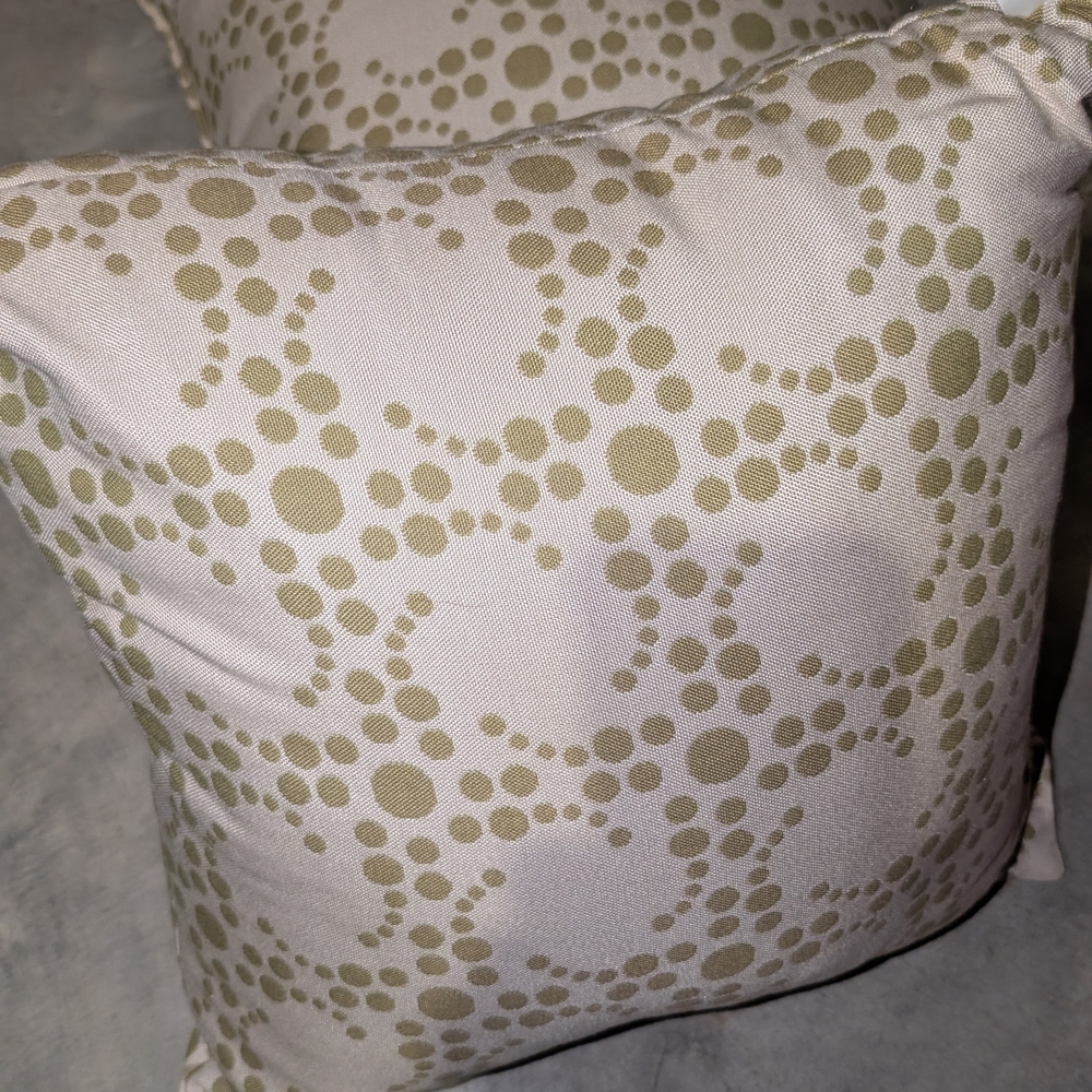 Sunbrella Outdoor NEW Pillows - 2 - Cream and Tan Patterned Accent Pillow